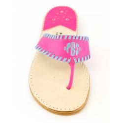 Monogrammed Sandal in Pink Neon with Lupine Pink Neon with Lupine Monogrammed Apparel & Accessories > Shoes > Sandals > Thongs & Flip-Flops