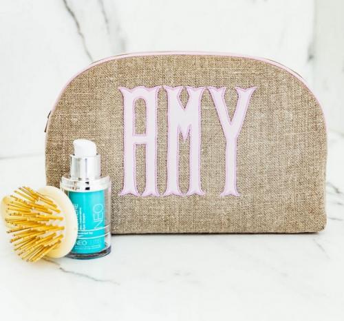 Walker Valentine Monogrammed Large Round Zip Pouch 9" by 6"  Luggage & Bags > Toiletry Bags