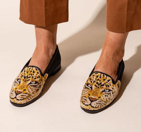 By Paige Big Cat Needlepoint Ladies Loafers  Apparel & Accessories > Shoes > Loafers