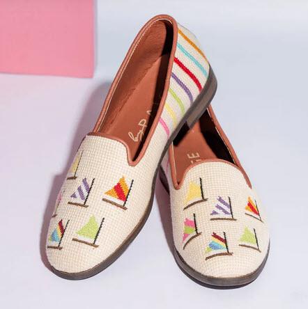 By Paige Needlepoint Loafer in Tan Fleet Nautical  Apparel & Accessories > Shoes > Loafers