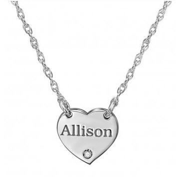 Mini Heart Personalized Diamond Accent Necklace  Apparel & Accessories > Jewelry > Necklaces