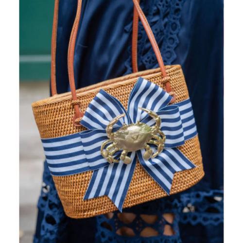 Lisi Lerch Medium Charlotte Striped Fluffy Bow with Crab Lisi Lerch Medium Striped Fluffy Bow with Crab Apparel & Accessories > Handbags > Clutches & Special Occasion Bags